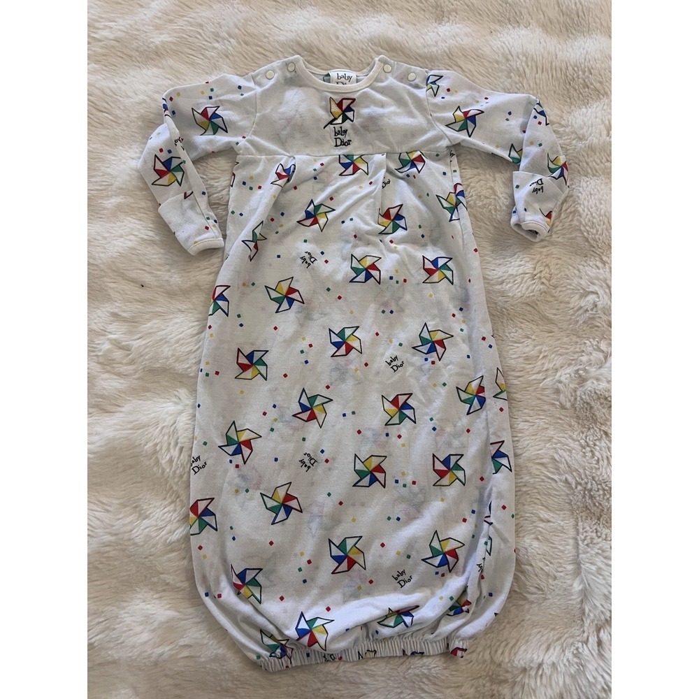 Vintage Baby Dior Pinwheel Sleep Gown 0-3 Months Layette Primary Colors Newborn